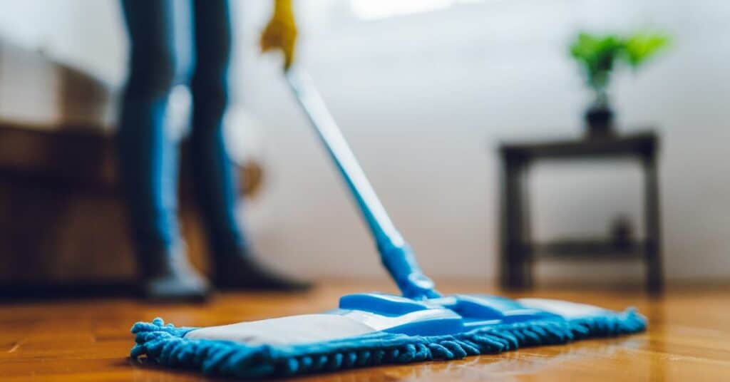 blue dust mop